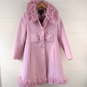 Rothschild Pink Bow Faux Fur Swing Coat